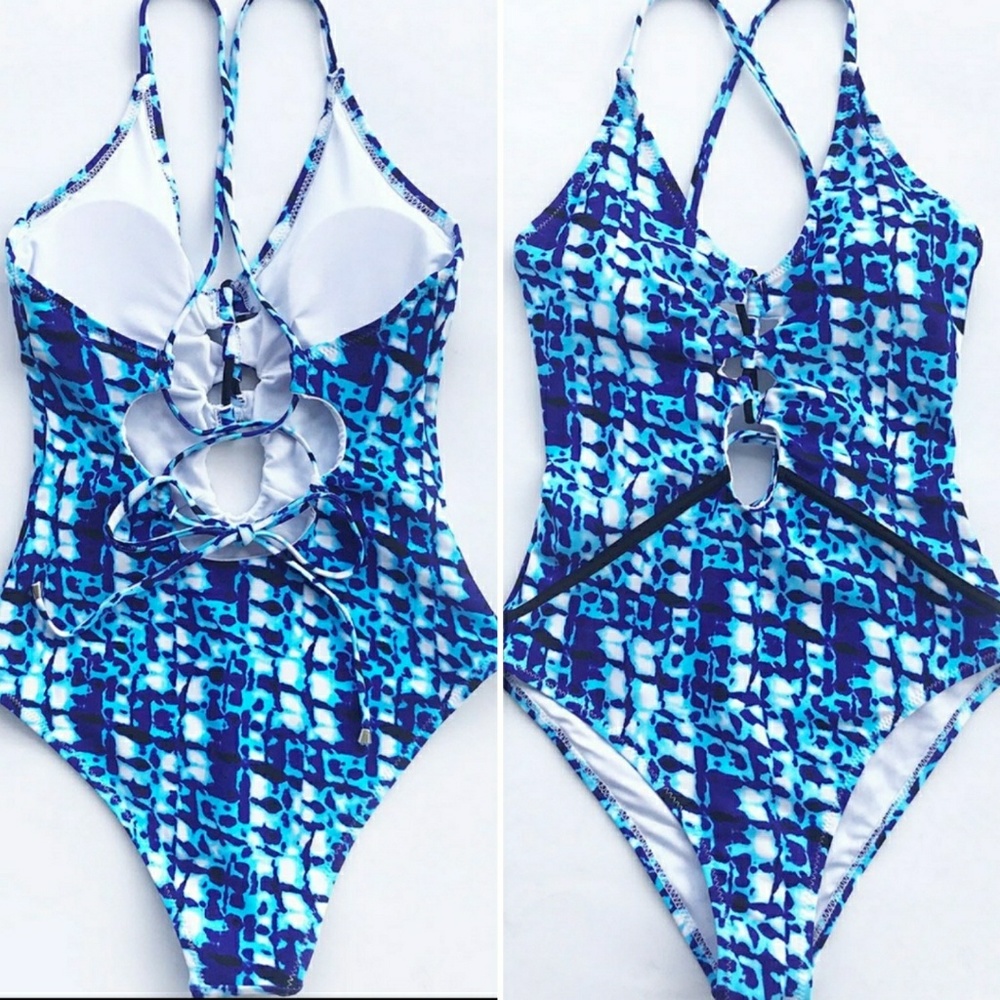 ❤️🎆❤️NWT XXL Blue Tie-Dye One Piece Swimsuit